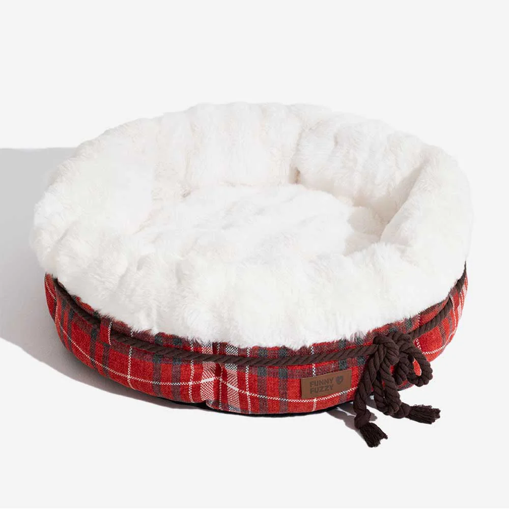 Lit pour chien en peluche Jacquard classique en forme de donut - Coin Douillet - Image 17