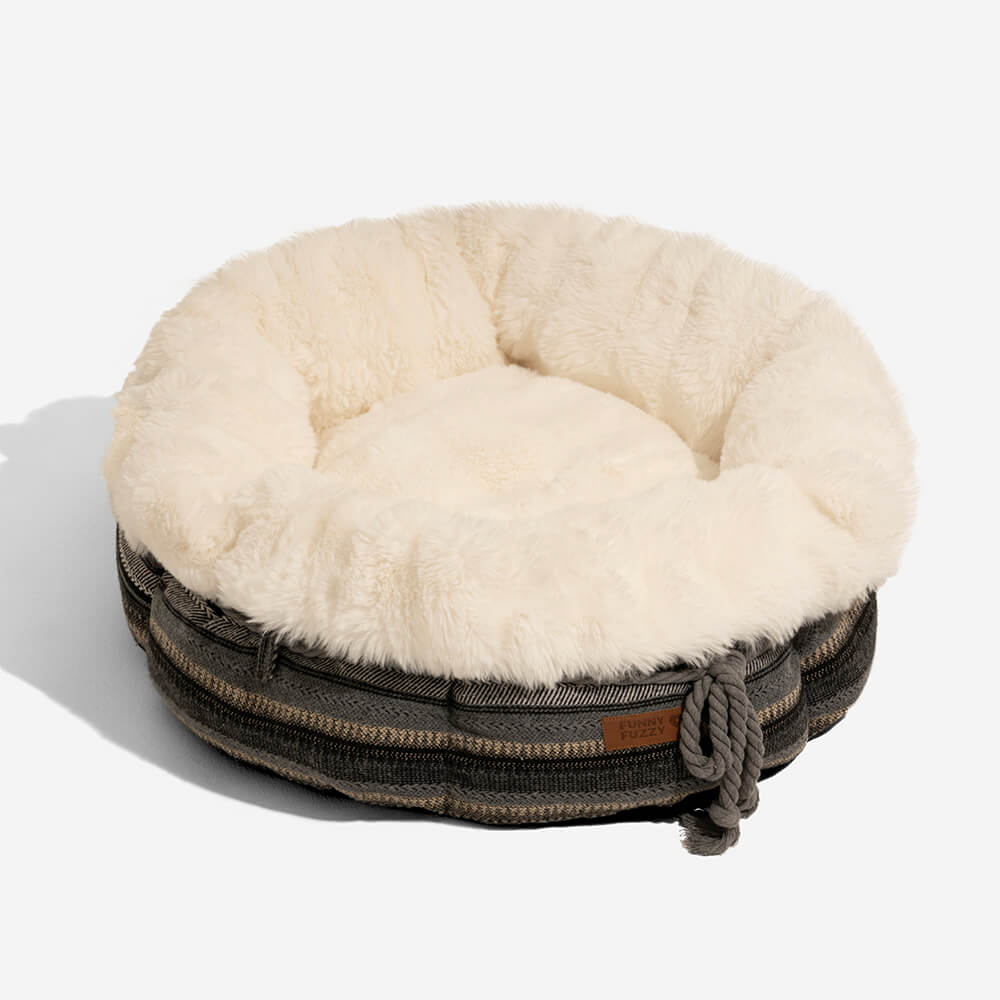 Lit pour chien en peluche Jacquard classique en forme de donut - Coin Douillet - Image 19