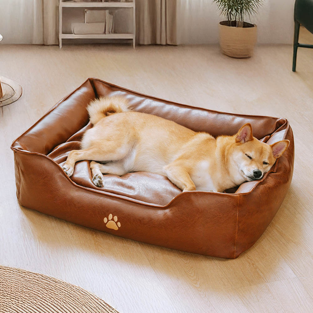 Lit pour chien en simili cuir luxueux imperméable et amovible