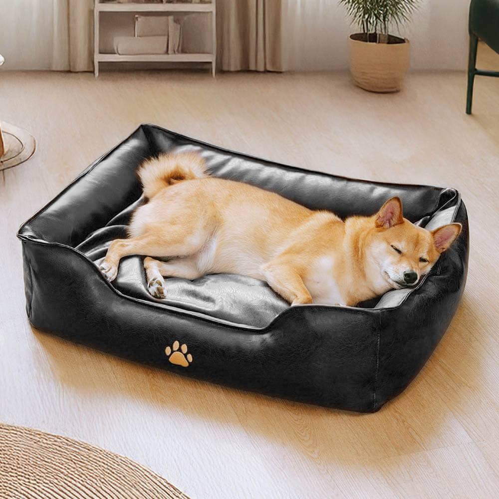 Lit pour chien en simili cuir luxueux imperméable et amovible - Image 10