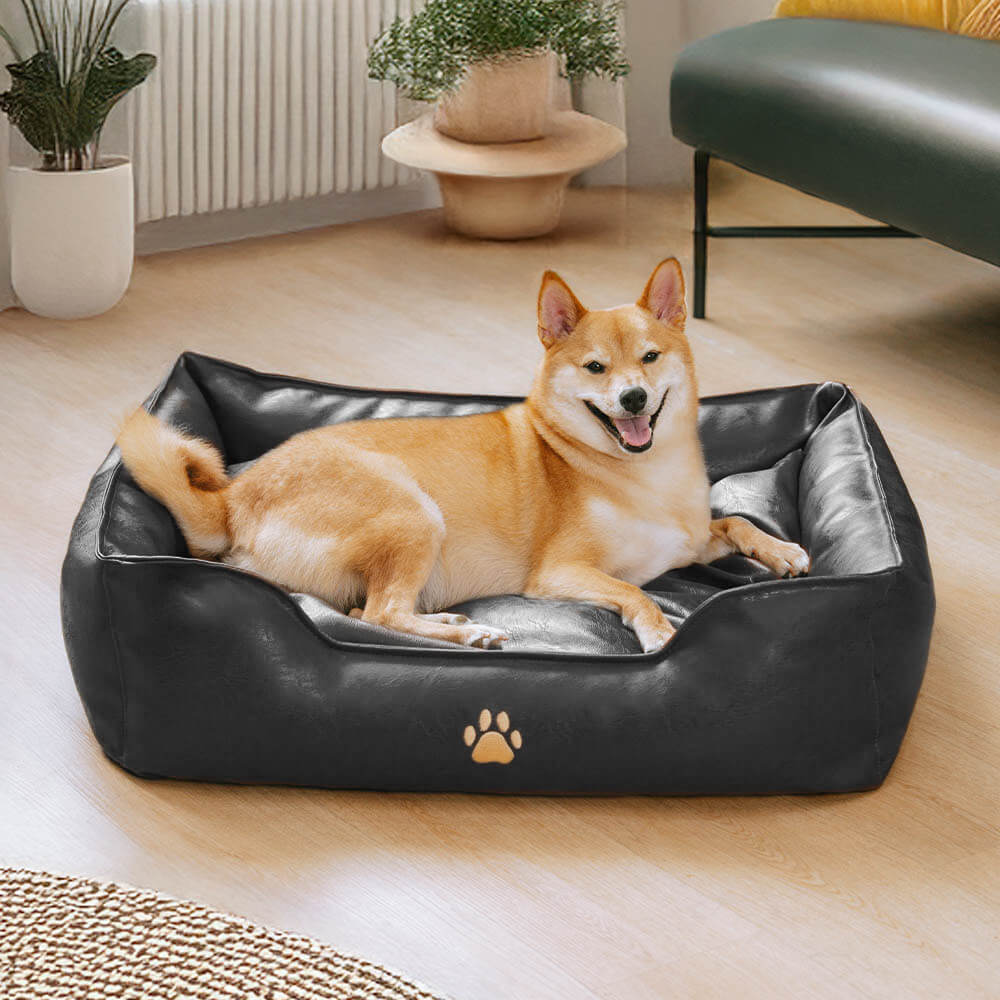 Lit pour chien en simili cuir luxueux imperméable et amovible - Image 11