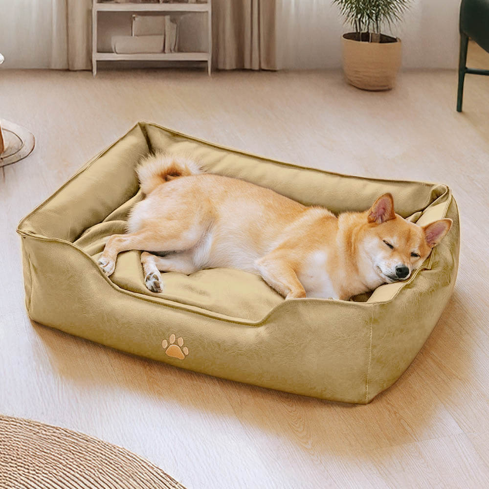 Lit pour chien en simili cuir luxueux imperméable et amovible - Image 13