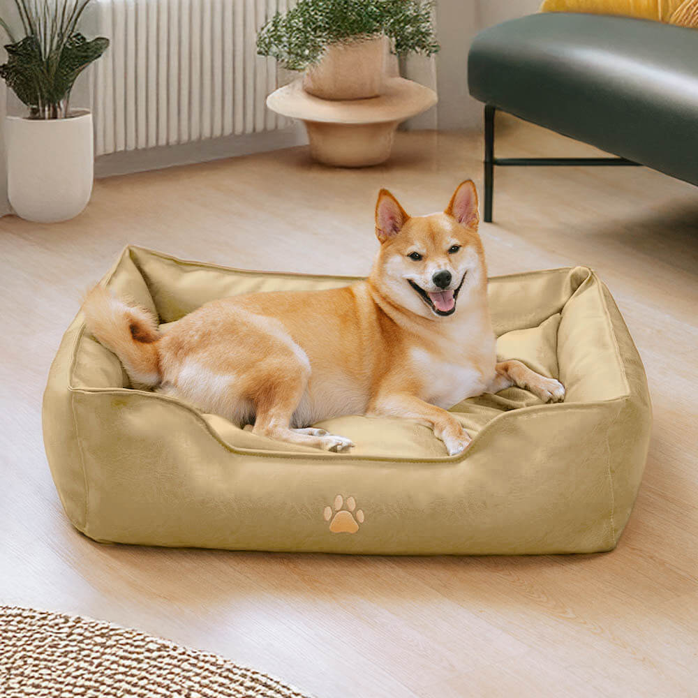 Lit pour chien en simili cuir luxueux imperméable et amovible - Image 14