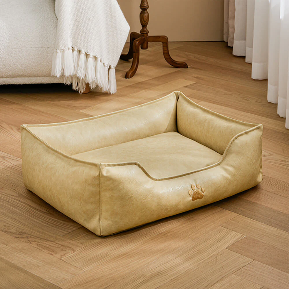 Lit pour chien en simili cuir luxueux imperméable et amovible - Image 15