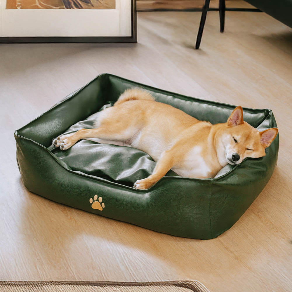 Lit pour chien en simili cuir luxueux imperméable et amovible - Image 16
