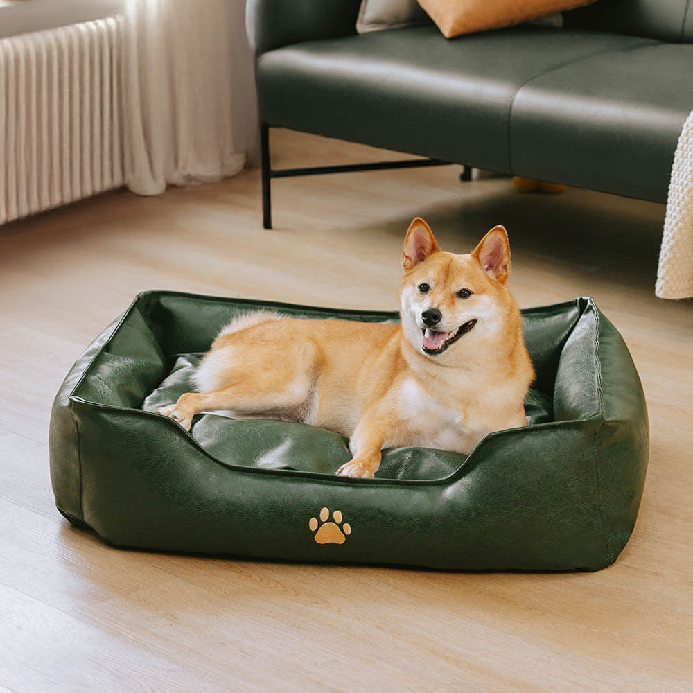 Lit pour chien en simili cuir luxueux imperméable et amovible - Image 17