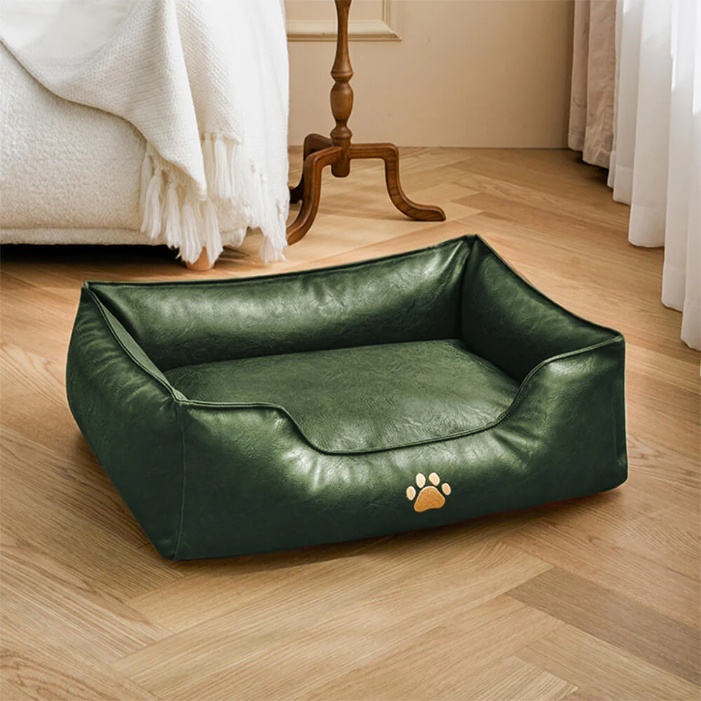 Lit pour chien en simili cuir luxueux imperméable et amovible - Image 18