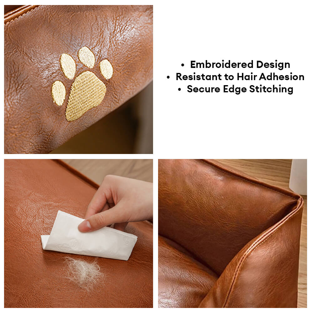 Lit pour chien en simili cuir luxueux imperméable et amovible - Image 6