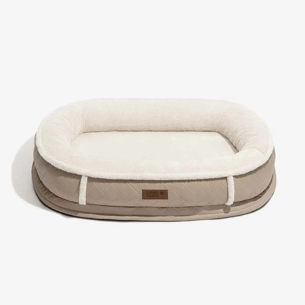 Lit pour chien orthopédique en forme de donut rembourré en similicuir deluxe amovible - WarmNest - Image 13