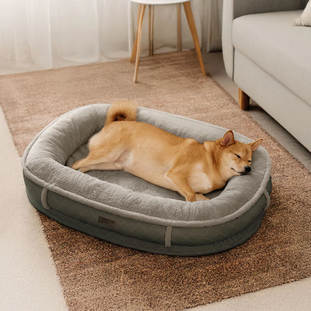 Lit pour chien orthopédique en forme de donut rembourré en similicuir deluxe amovible - WarmNest - Image 14