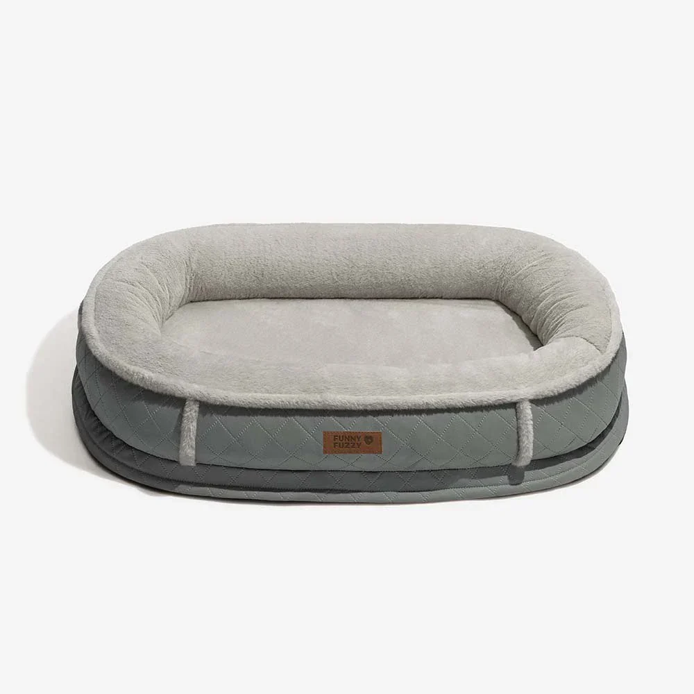 Lit pour chien orthopédique en forme de donut rembourré en similicuir deluxe amovible - WarmNest - Image 15