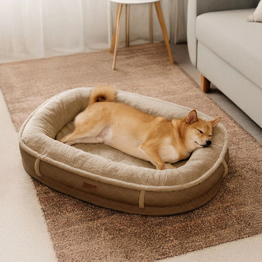 Lit pour chien orthopédique en forme de donut rembourré en similicuir deluxe amovible - WarmNest - Image 16