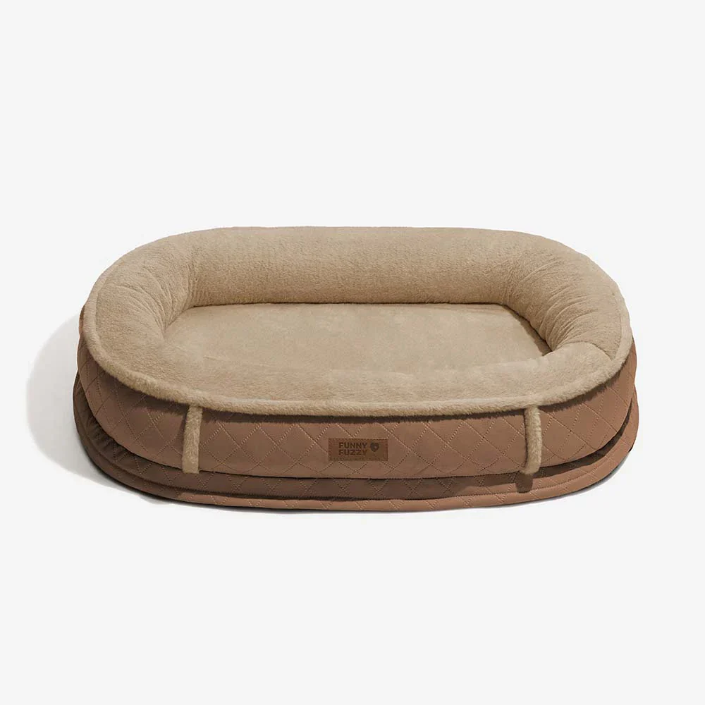 Lit pour chien orthopédique en forme de donut rembourré en similicuir deluxe amovible - WarmNest - Image 17