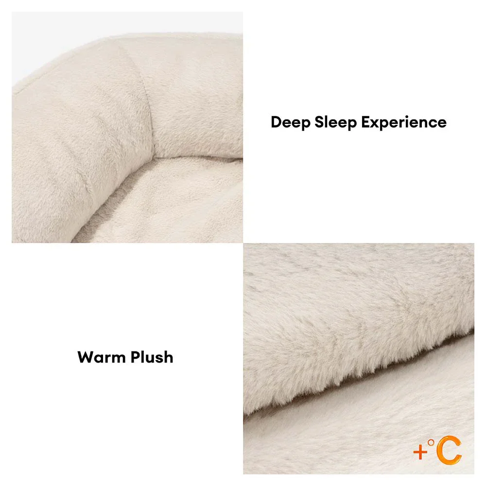 Lit pour chien orthopédique en forme de donut rembourré en similicuir deluxe amovible - WarmNest - Image 6