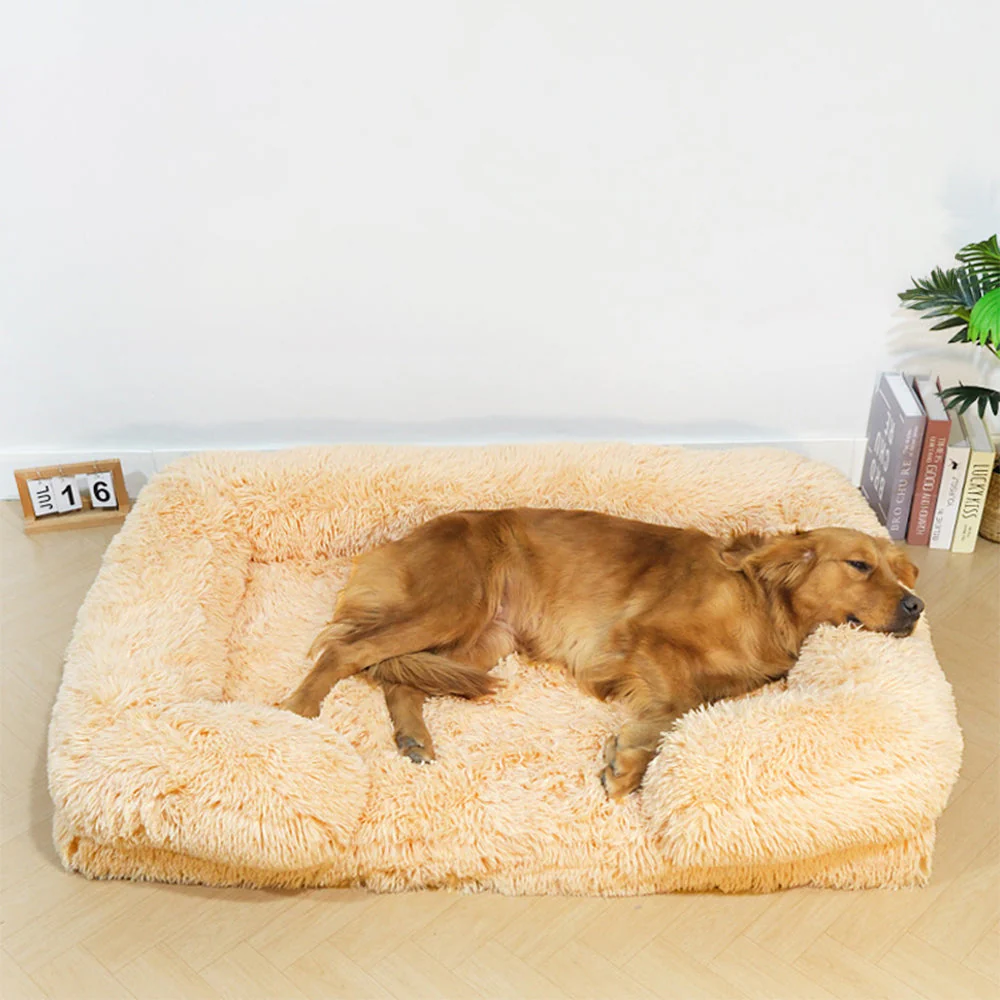 Lit pour Chien - Profond Sommeil avec Support Carré en Peluche Longue - Image 3