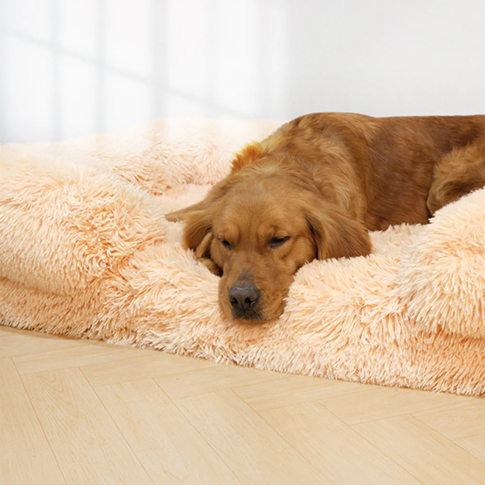 Lit pour Chien - Profond Sommeil avec Support Carré en Peluche Longue - Image 4