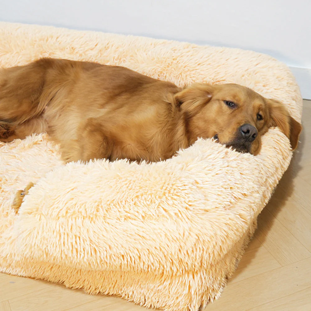 Lit pour Chien - Profond Sommeil avec Support Carré en Peluche Longue - Image 5
