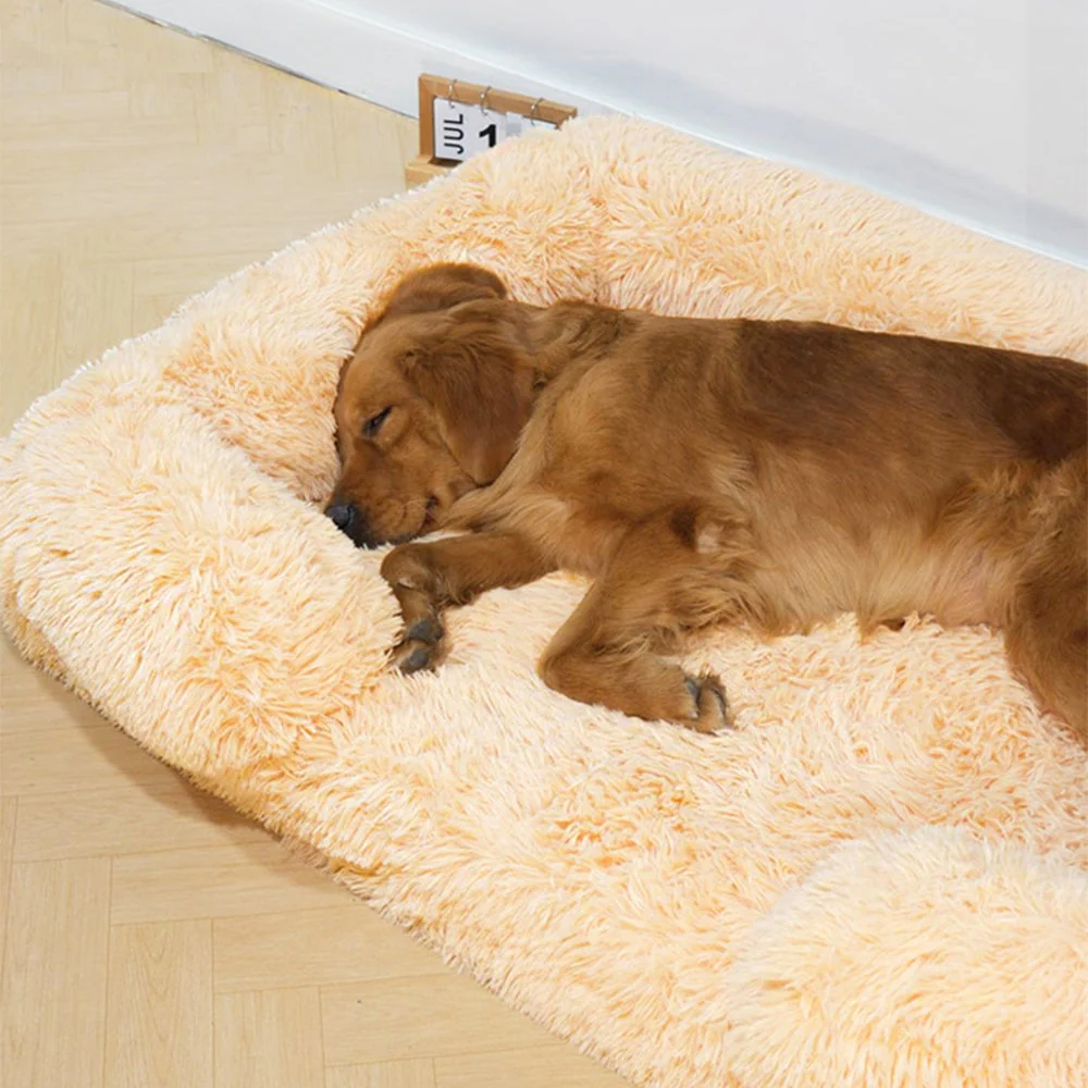Lit pour Chien - Profond Sommeil avec Support Carré en Peluche Longue - Image 6