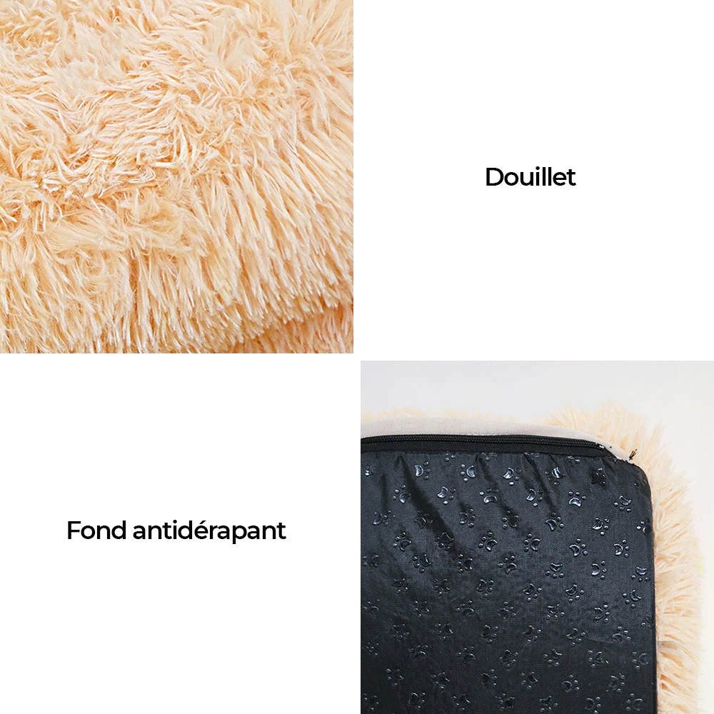 Lit pour Chien - Profond Sommeil avec Support Carré en Peluche Longue - Image 9