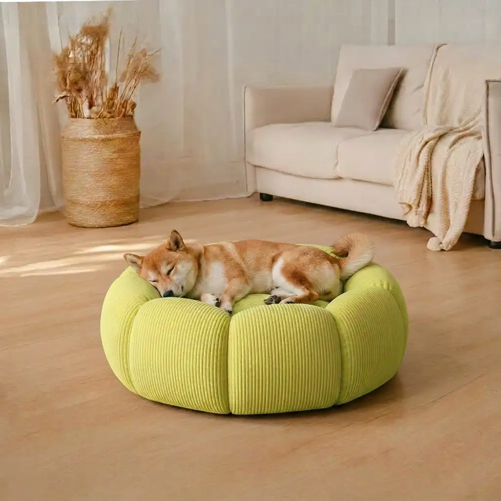 Lit rond pour chat et chien avec support de cou doux et lavable. - Image 4