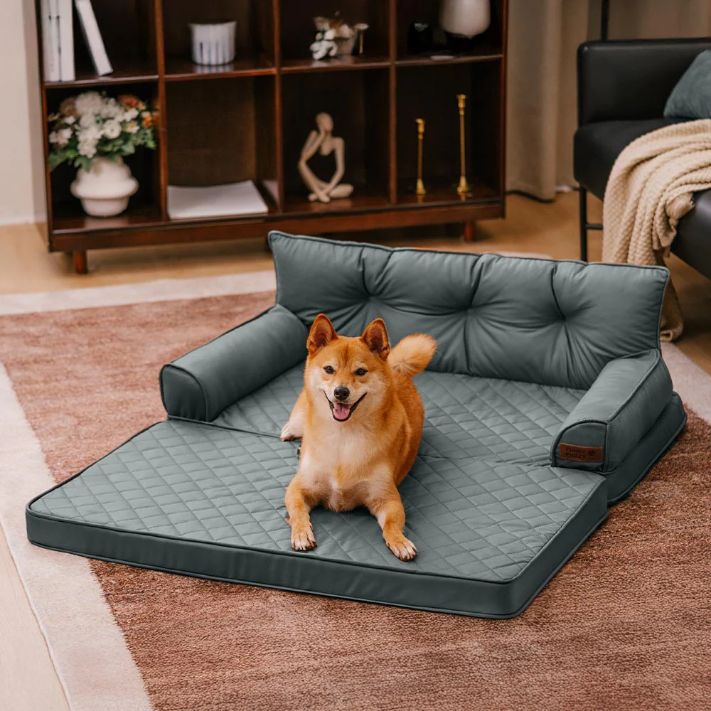 Luxe lit pour chien orthopédique grand en cuir synthétique pliable - Extérieur - Image 10