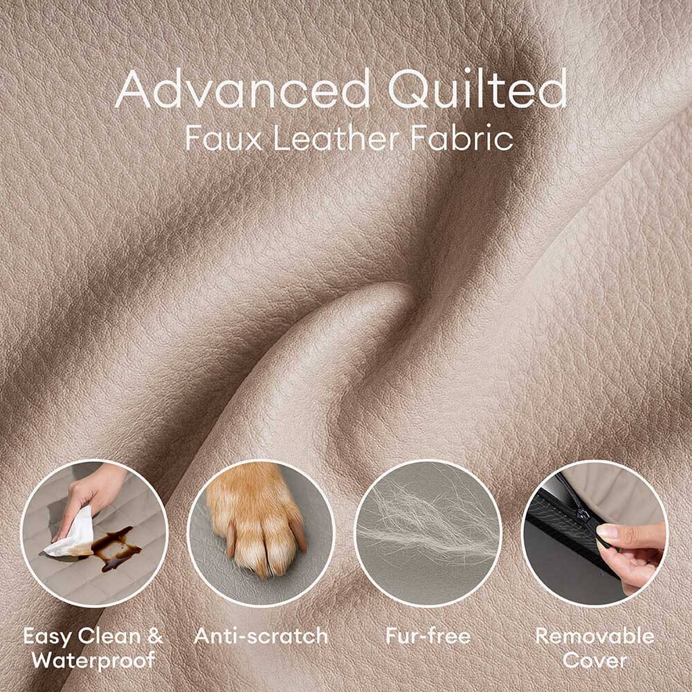 Luxe lit pour chien orthopédique grand en cuir synthétique pliable - Extérieur - Image 5