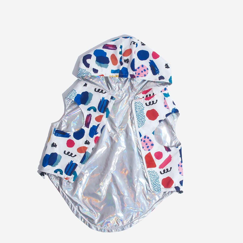 Manteau de pluie imperméable réversible pour chien - Graffiti et irisé - Image 11