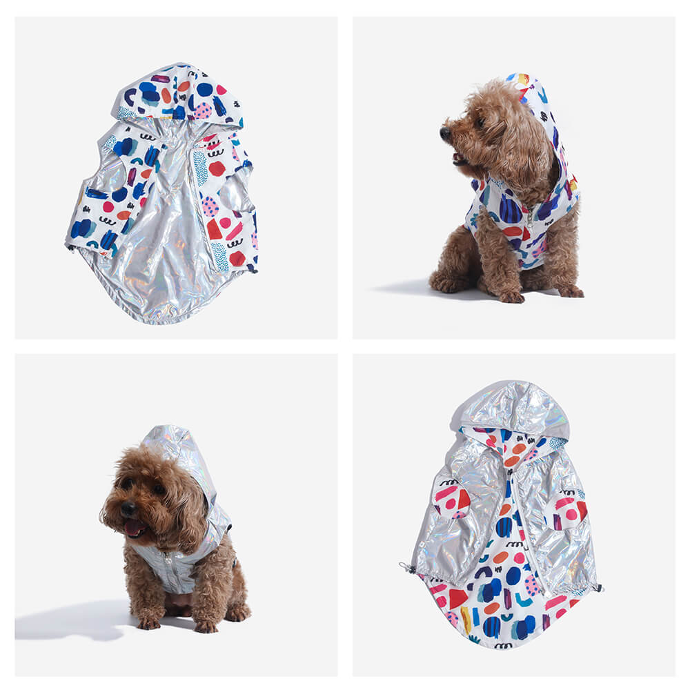 Manteau de pluie imperméable réversible pour chien - Graffiti et irisé - Image 7