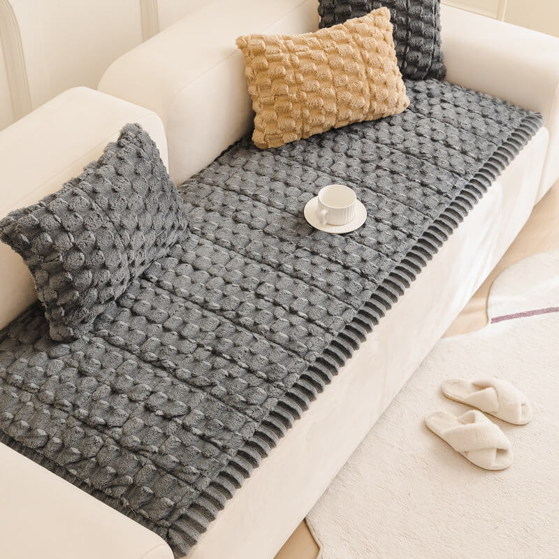 Matelas pour animaux en peluche épaisse motif nid d’abeille housse de canapé décorative douce