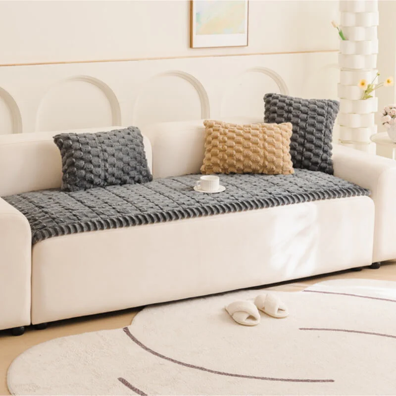 Matelas pour animaux en peluche épaisse motif nid d’abeille housse de canapé décorative douce - Image 11