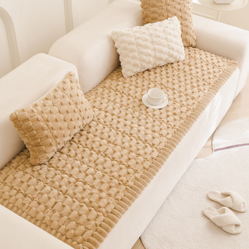 Matelas pour animaux en peluche épaisse motif nid d’abeille housse de canapé décorative douce - Image 2