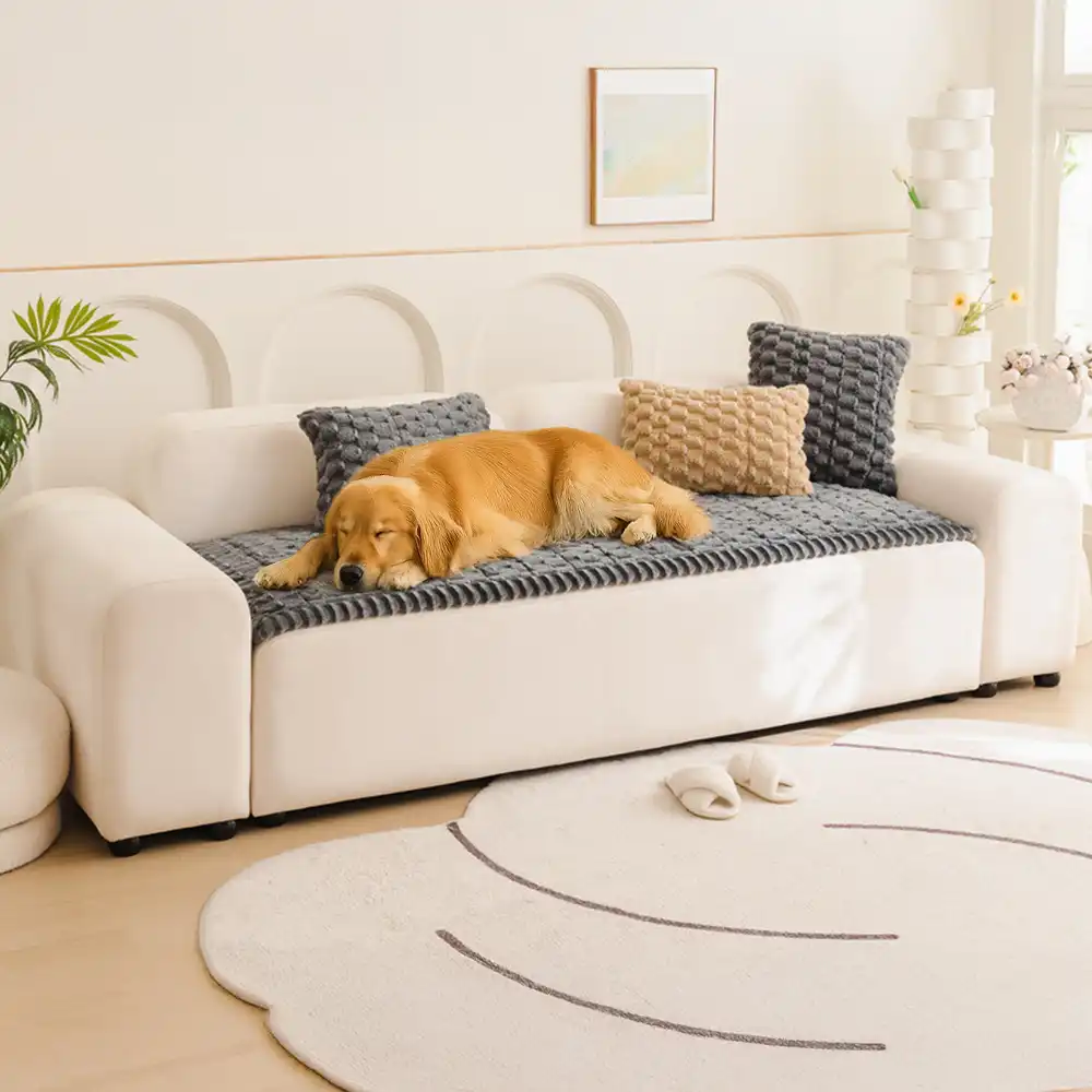 Matelas pour animaux en peluche épaisse motif nid d’abeille housse de canapé décorative douce - Image 5