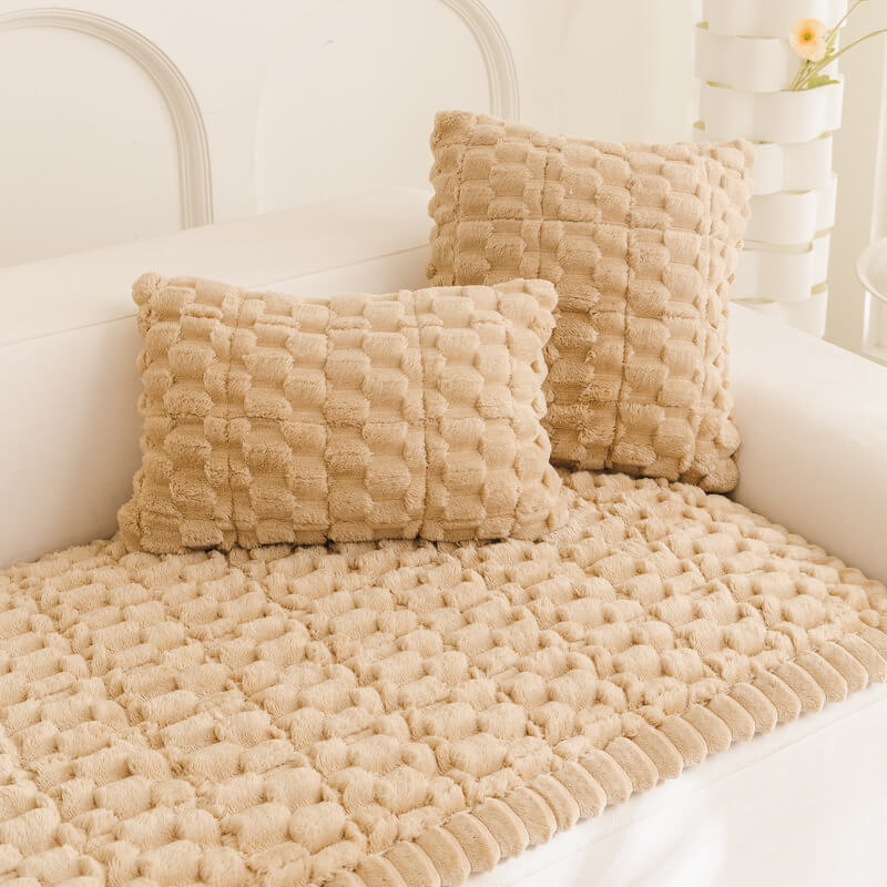 Matelas pour animaux en peluche épaisse motif nid d’abeille housse de canapé décorative douce - Image 7