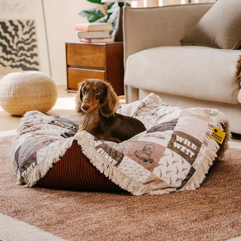 Panier pour Chien Anti-Griffures Lavable Boho avec Franges Apaisant Rond - Nuit Chasser - Image 9