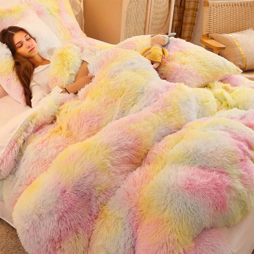 Parure de Draps Chauds en Peluche Longue Dégradé Mode - Image 12