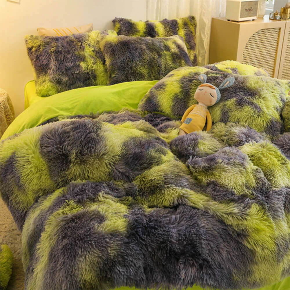 Parure de Draps Chauds en Peluche Longue Dégradé Mode - Image 13