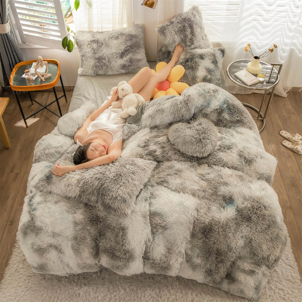 Parure de Draps Chauds en Peluche Longue Dégradé Mode - Image 20
