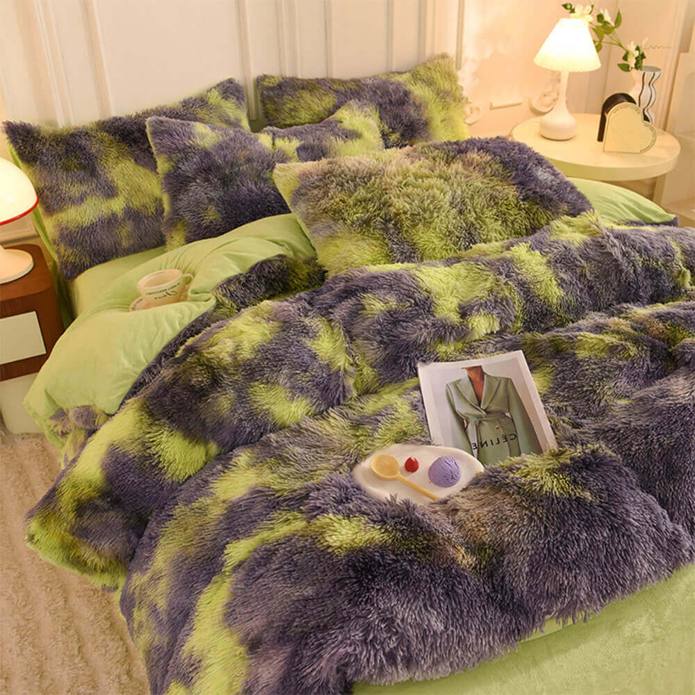 Parure de Draps Chauds en Peluche Longue Dégradé Mode - Image 5