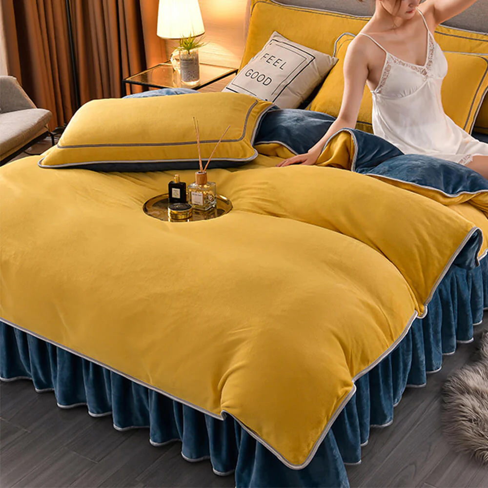 Parure de draps en polaire de lait épais et chaud couleur unie de luxe - Image 11