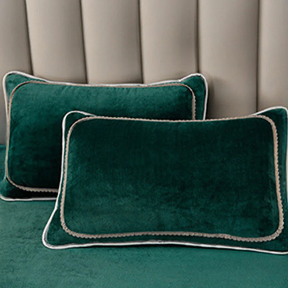 Parure de draps en polaire de lait épais et chaud couleur unie de luxe - Image 4