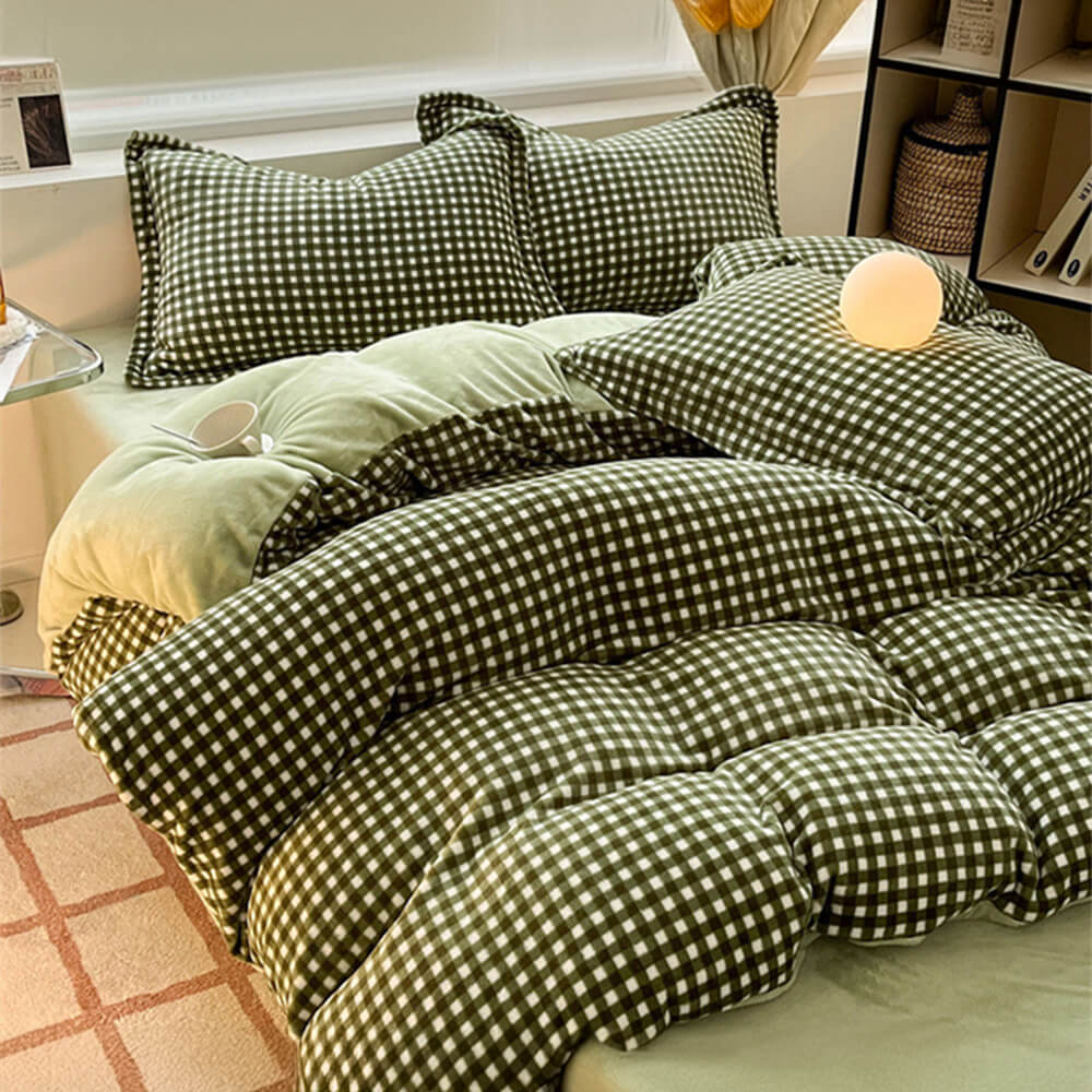 Parure de Draps en Velours Épais Contrasté et Gaufré Élégant - Image 3