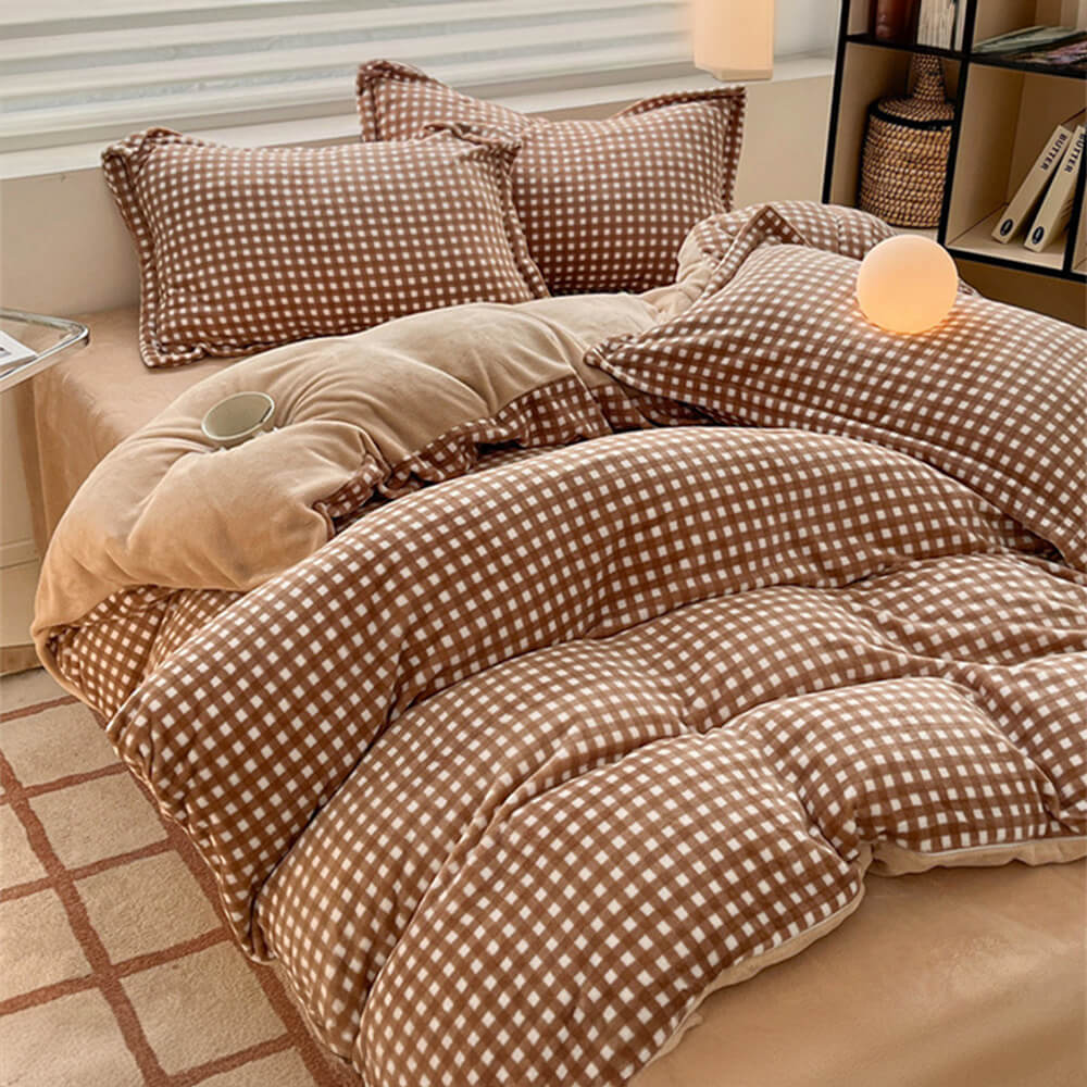 Parure de Draps en Velours Épais Contrasté et Gaufré Élégant - Image 4