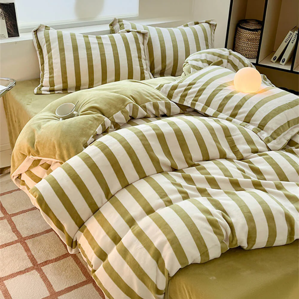 Parure de Draps en Velours Épais Contrasté et Gaufré Élégant - Image 7