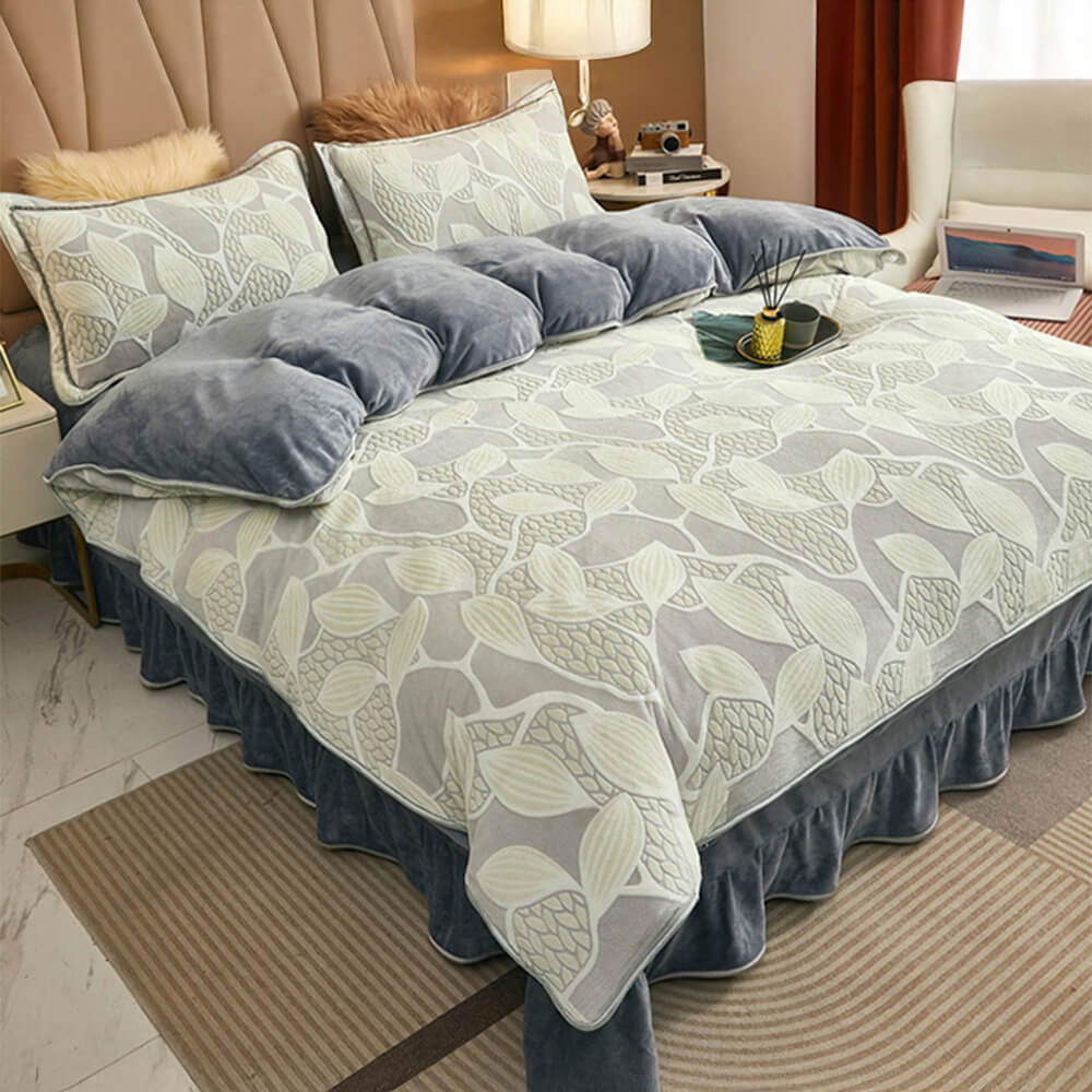Parure de draps en velours lait à motif botanique élégant - Image 11