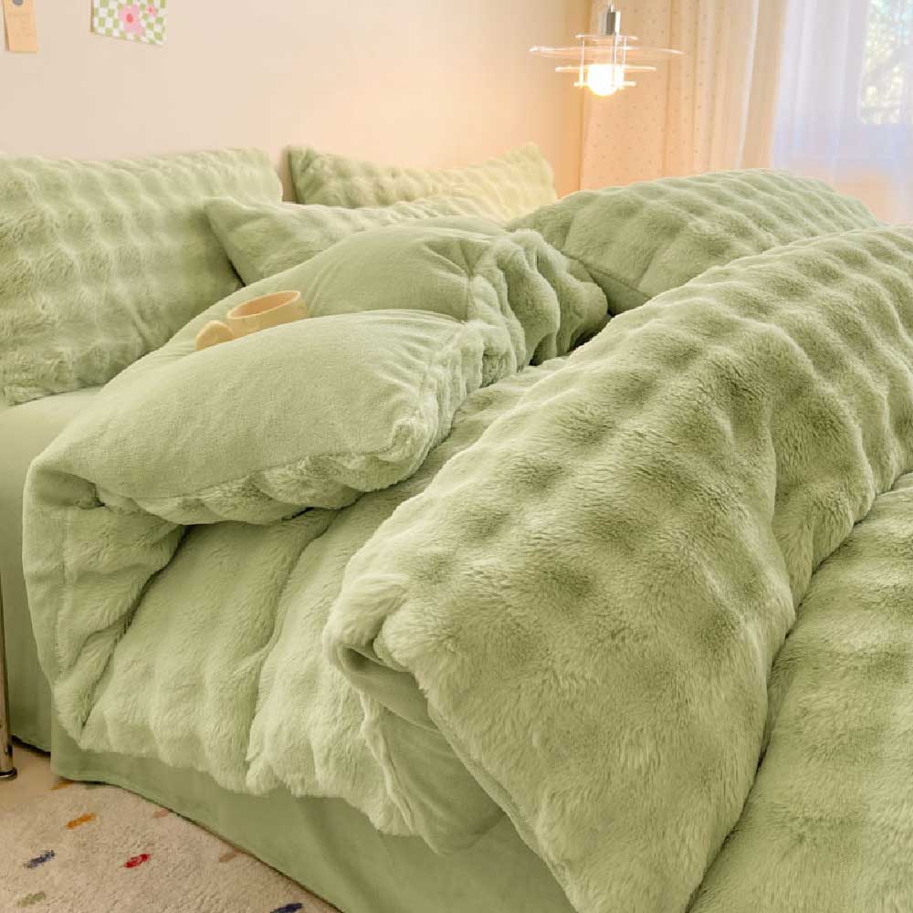 Parure de Draps Épais en Fourrure Synthétique de Lapin Douillet - Image 12