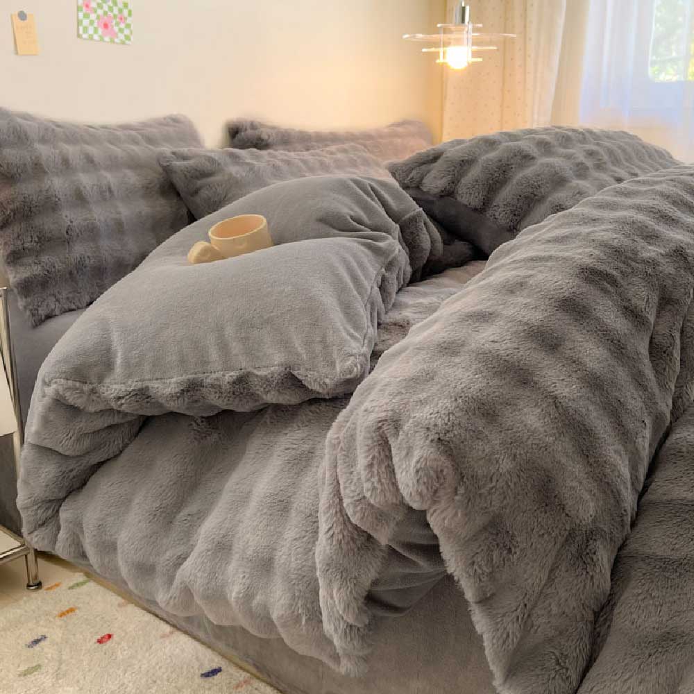 Parure de Draps Épais en Fourrure Synthétique de Lapin Douillet - Image 2