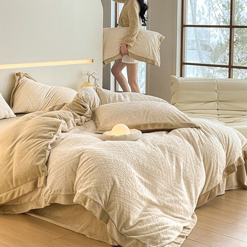 Parure de lit en velours jacquard double face doux pour la peau et chaleureux - Image 12