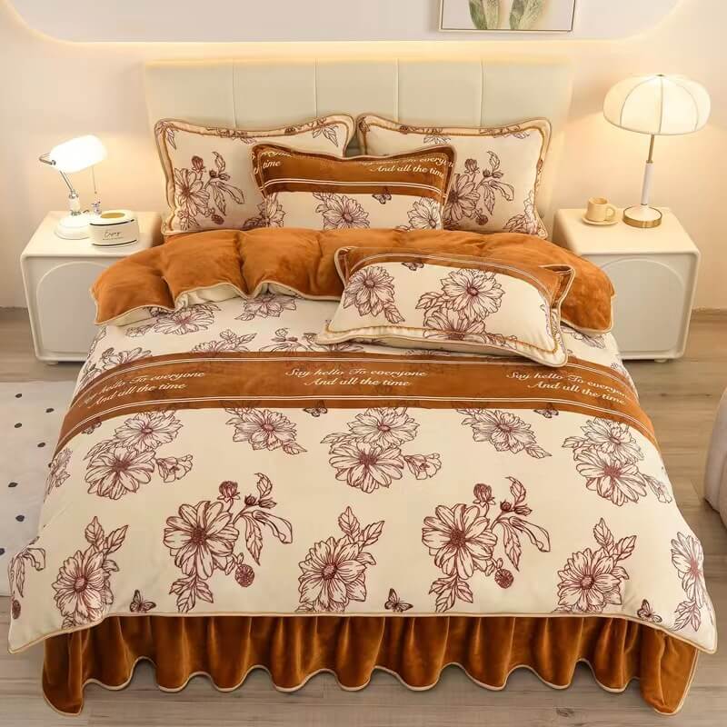 Parure velours lait Floral Elegance avec jupe de lit - Image 5
