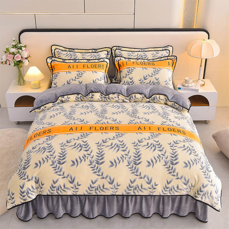 Parure velours lait Floral Elegance avec jupe de lit - Image 7