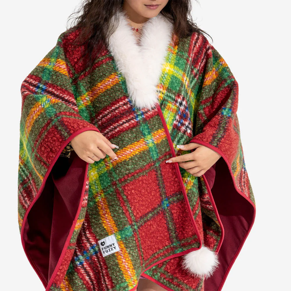 Poncho chaud à carreaux classique pour homme et chien - Compagnons festifs - Image 8
